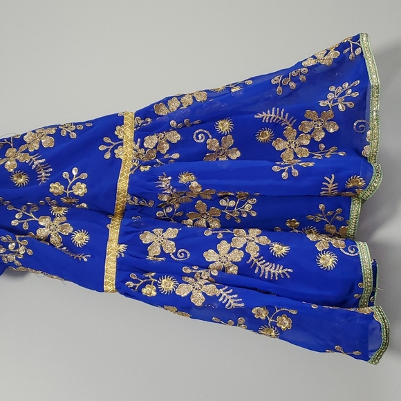 Kids Green blue kurti and plazzo with beautiful embroidery and sequins work - Picture 2 of 4